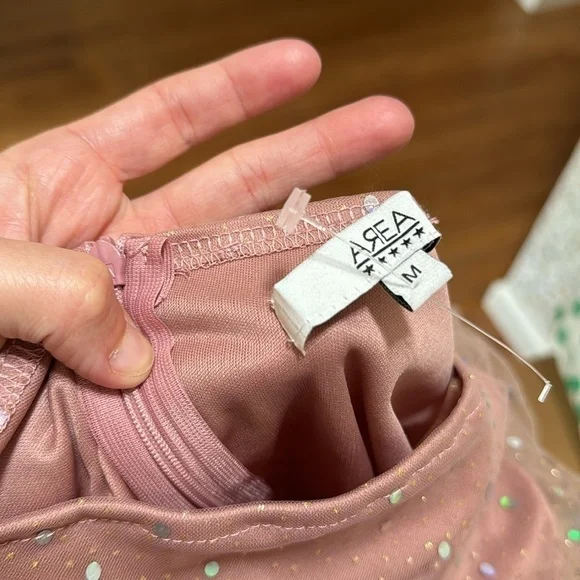 AREA STARS Stardust Pink Y2K Barbie Sheer Ruched Long Sleeve Mini Dress M - Picture 6 of 6